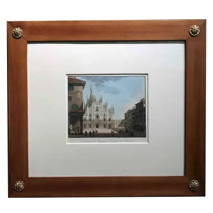Zdjęcie Aquatint z widokiem na Piazza i Duomo w Mediolanie z około 1830 roku.