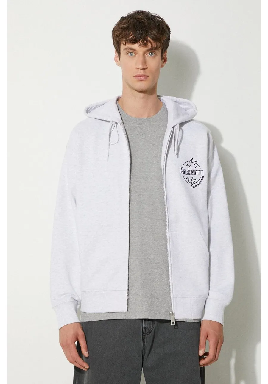 obrazek 1 Carhartt WIP bluza bawełniana Hooded Ablaze Jacket męska kolor szary z kapturem z aplikacją I033623.00OXX