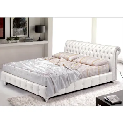Zdjęcie Łóżko chesterfield ze skóry do materaca 180x200cm