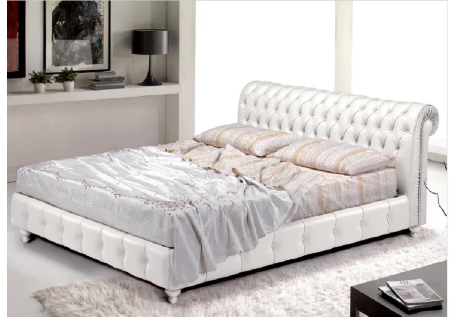 obrazek 1 Łóżko chesterfield ze skóry do materaca 180x200cm