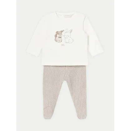 Zdjęcie Mayoral Komplet bluzka i półśpiochy 2510 Beżowy Regular Fit