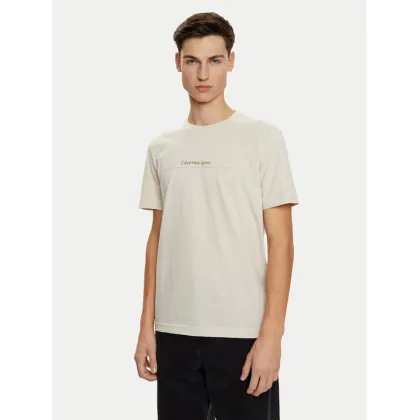 Zdjęcie Calvin Klein Jeans T-Shirt Minimal Logo J30J327075 Beżowy Regular Fit