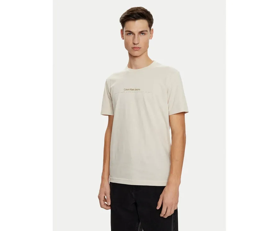 obrazek 1 Calvin Klein Jeans T-Shirt Minimal Logo J30J327075 Beżowy Regular Fit