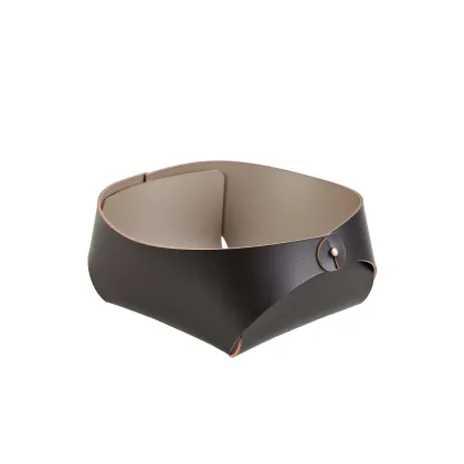 Picture Leather basket, size 15x15xH7 cm, chocolate color