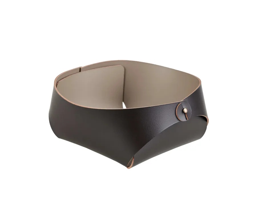 obrazek 1 Skórzany koszyk w rozmiarze 15x15xH7 cm w kolorze czekoladowym