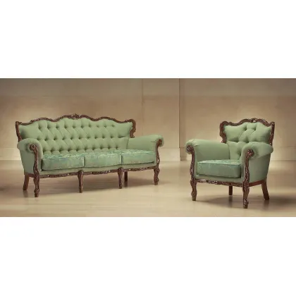 Zdjęcie Elegancka zielona sofa i fotel w stylu antycznym – Morello Gianpaolo