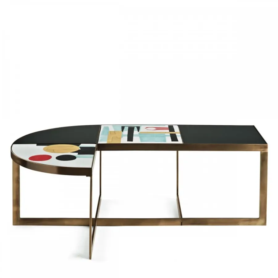 obrazek 4 Stolik kawowy z mosiężną konstrukcją  H.45xL.135xP.90 cm