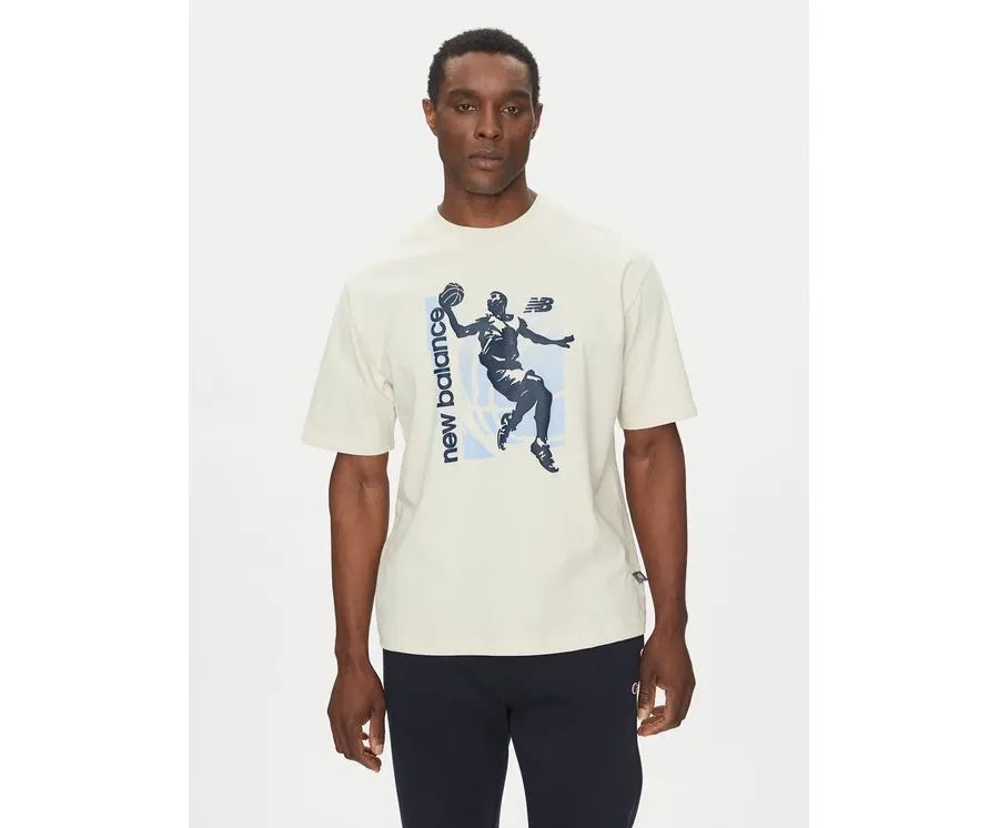 obrazek 1 New Balance T-Shirt MT51605 Beżowy Oversize