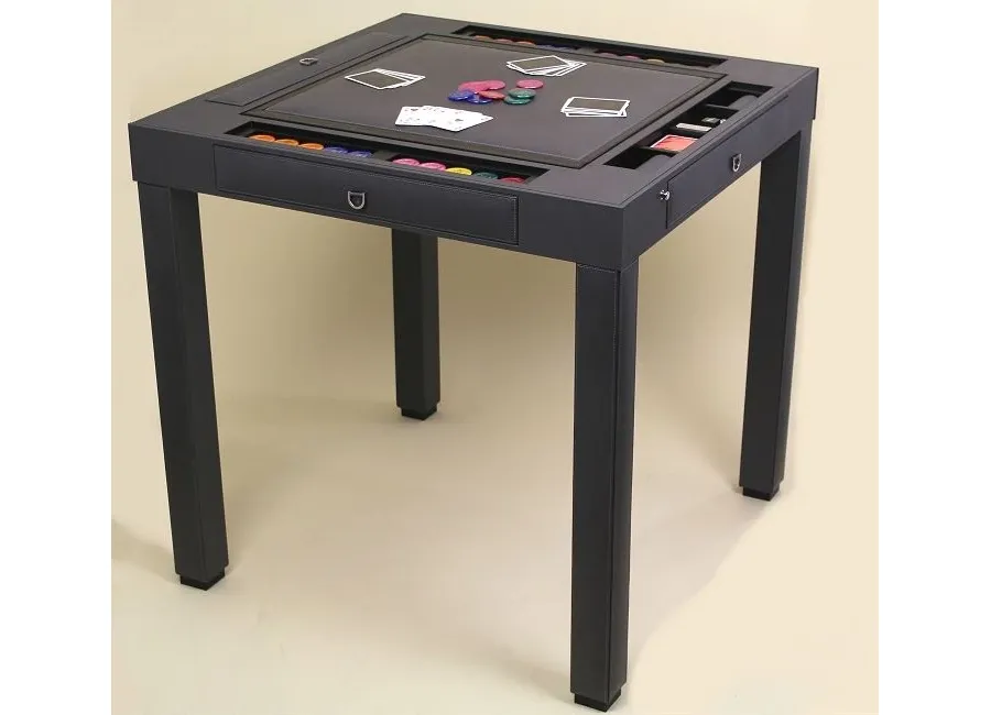 obrazek 3 Drewniany stół do Backgammon z obrotowym blatem i skórzanym pokryciem