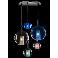 Zdjęcie Urokliwa lampa wisząca z pięcioma mieszanymi światłami ze szkła Murano