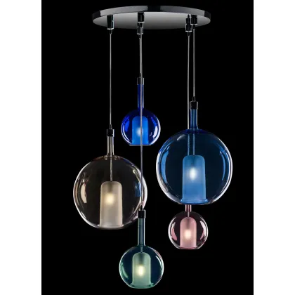 Zdjęcie Urokliwa lampa wisząca z pięcioma mieszanymi światłami ze szkła Murano