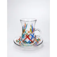 Picture Colorful hand-painted cups and saucers straight from Italy - set of 6