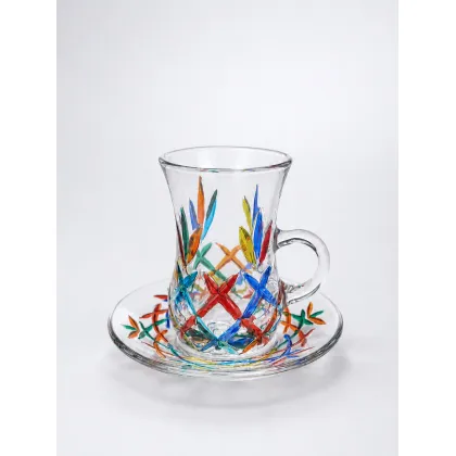 Picture Colorful hand-painted cups and saucers straight from Italy - set of 6