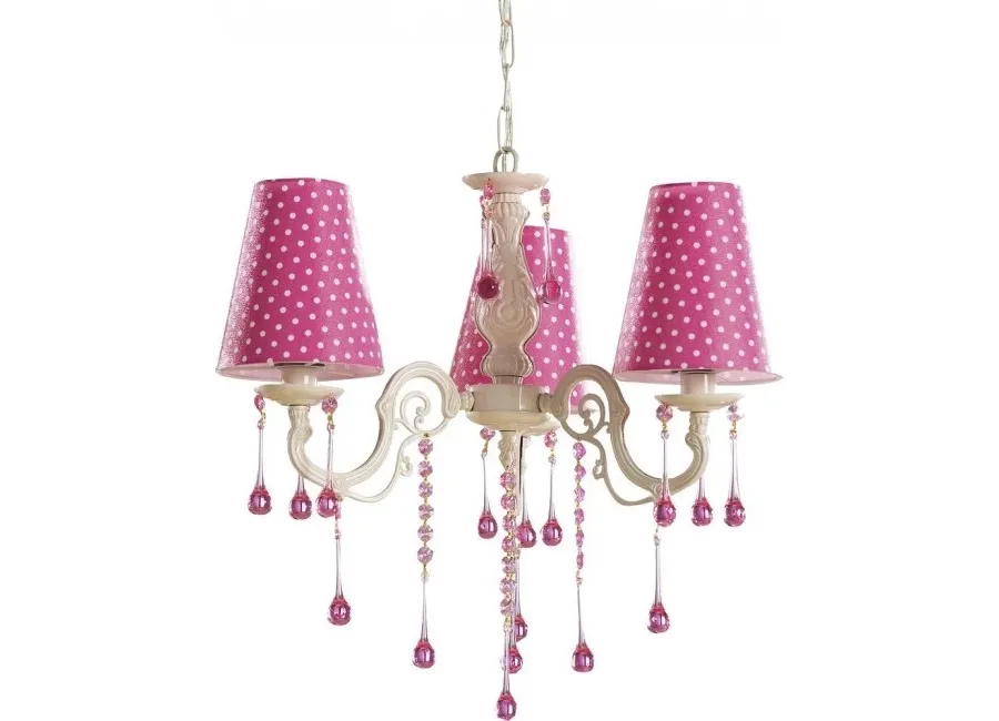 obrazek 1 Piękna lampa wisząca z różowym abażurem w białe kropki do pokoju damy - Cilek