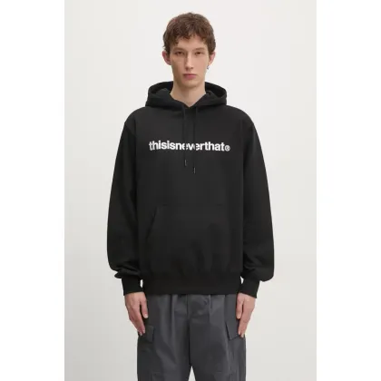 Zdjęcie thisisneverthat bluza bawełniana T-Logo Hoodie męska kolor czarny z kapturem z aplikacją TN243TSWHO01