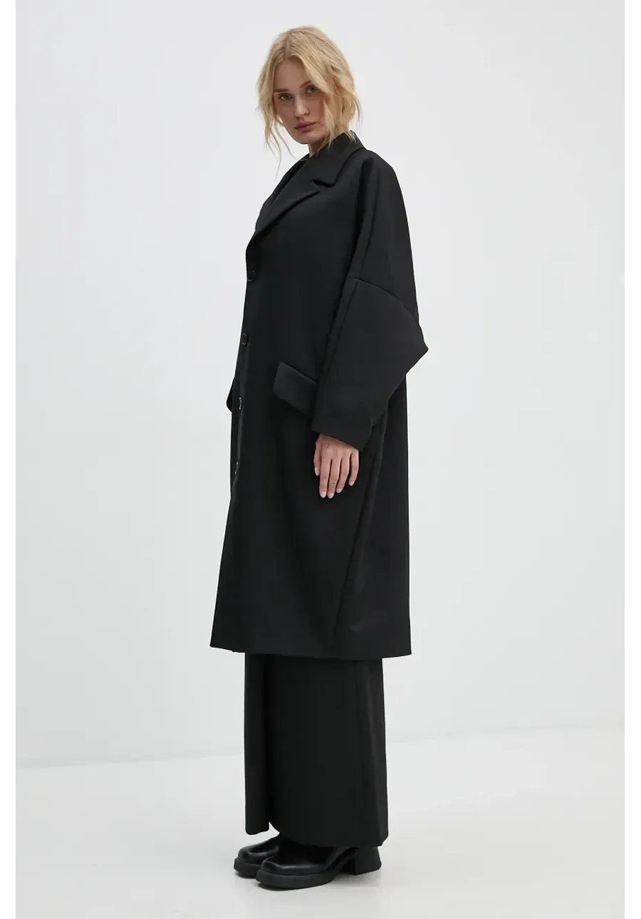obrazek 1 MM6 Maison Margiela płaszcz damski kolor czarny przejściowy oversize S62AA0087.M35222