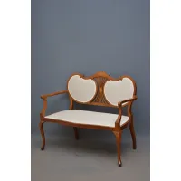 Zdjęcie Atrakcyjna mahoniowa i inkrustowana sofa w stylu edwardiańskim - antyk z XIX wieku