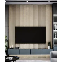 Zdjęcie 275x3x4 cm LD Lamele (dąb bielony) - Lamel ścienny i sufitowy 3D