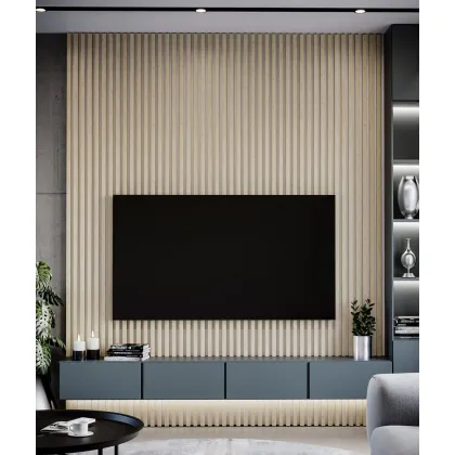 Zdjęcie 275x3x4 cm LD Lamele (dąb bielony) - Lamel ścienny i sufitowy 3D