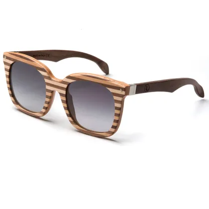 Zdjęcie Luksusowe drewniane okulary w poziome paski - Legno Light