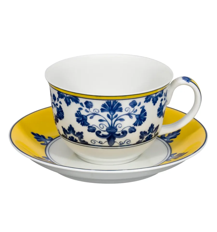 obrazek 1 Porcelanowa filiżanka śniadaniowa ze spodkiem Castelo Branco z roślinnym motywem dekoracyjnym - Vista Alegre