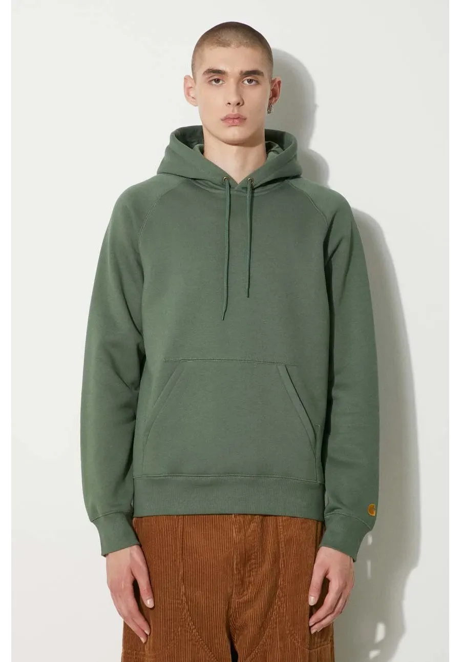 obrazek 1 Carhartt WIP bluza Hooded Chase Sweat męska kolor zielony z kapturem gładka I033661.29YXX