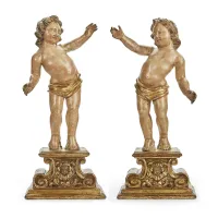 Zdjęcie Antyczna para rzeźbionych figur z XVIII wieku