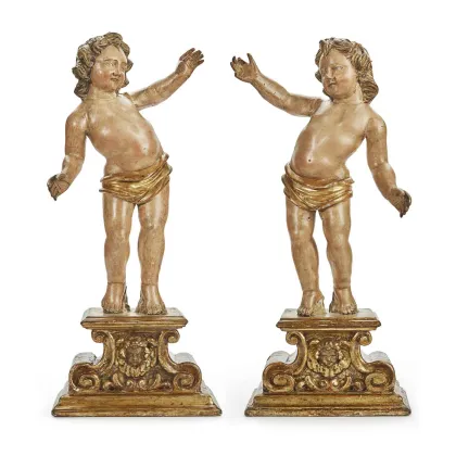 Picture An antique pair of carved figures from the 18th century