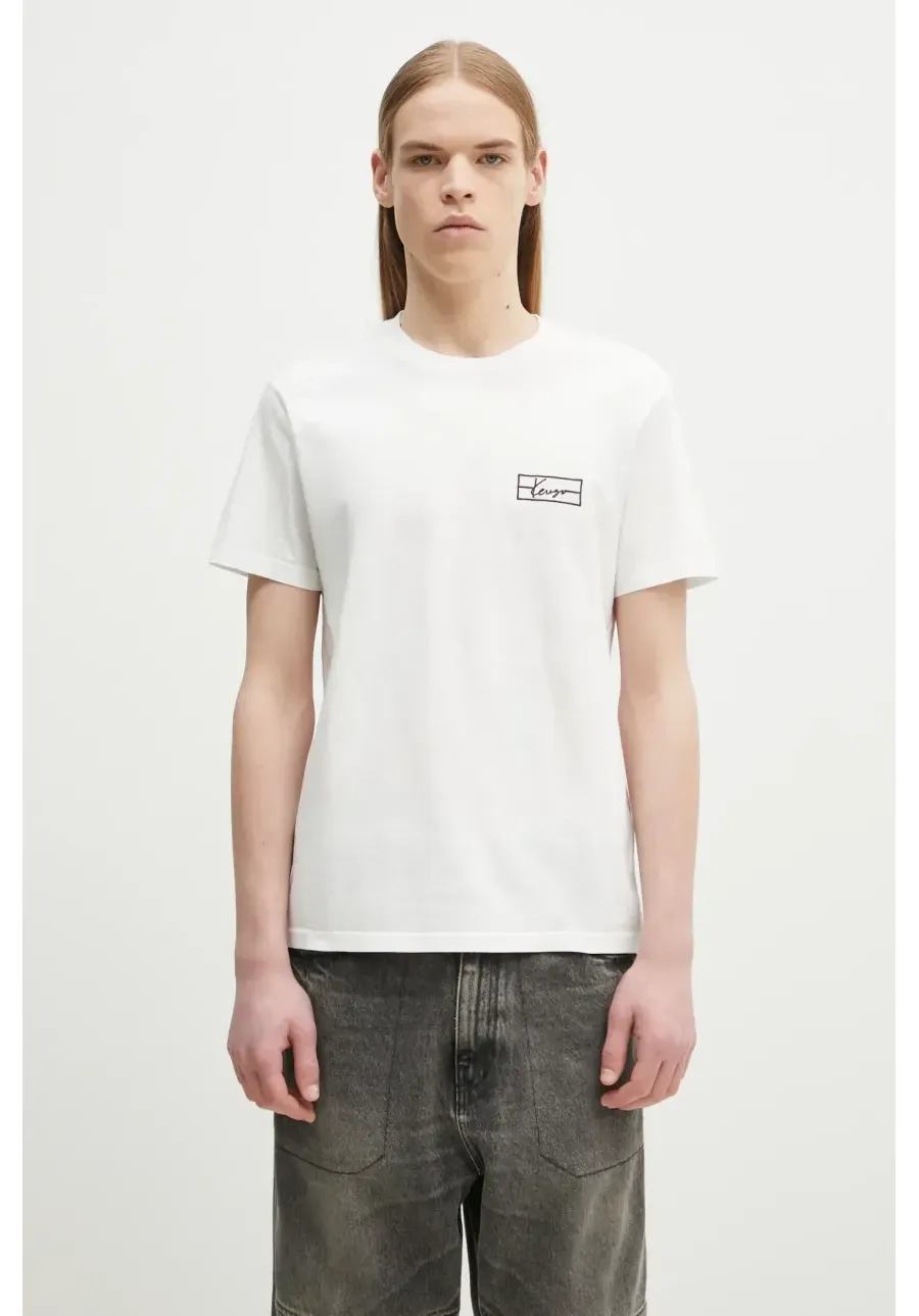 obrazek 1 Kenzo t-shirt bawełniany męski kolor biały z aplikacją FF55TS5254SO.02