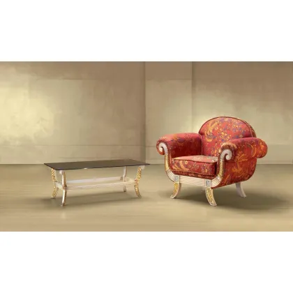 Zdjęcie Elegancki czerwony fotel i stolik w stylu antycznym do salonu – Morello Gianpaolo