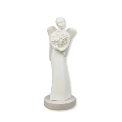 Picture A stylish sculpture depicting an angel with flowers