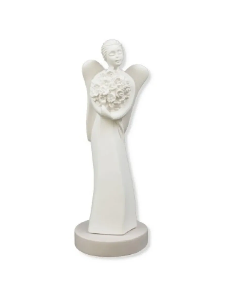 obrazek 1 Stylowa rzeźba przedstawiająca anioła z kwiatami