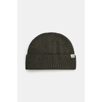 Zdjęcie C.P. Company czapka Knit Cap In Re-Wool kolor brązowy gładka 17CMAC293A006595A