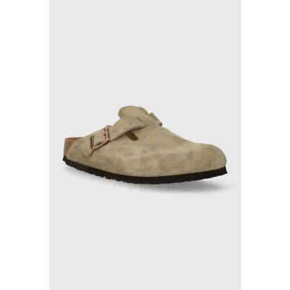 Zdjęcie Birkenstock klapki zamszowe Boston damskie kolor beżowy 60463