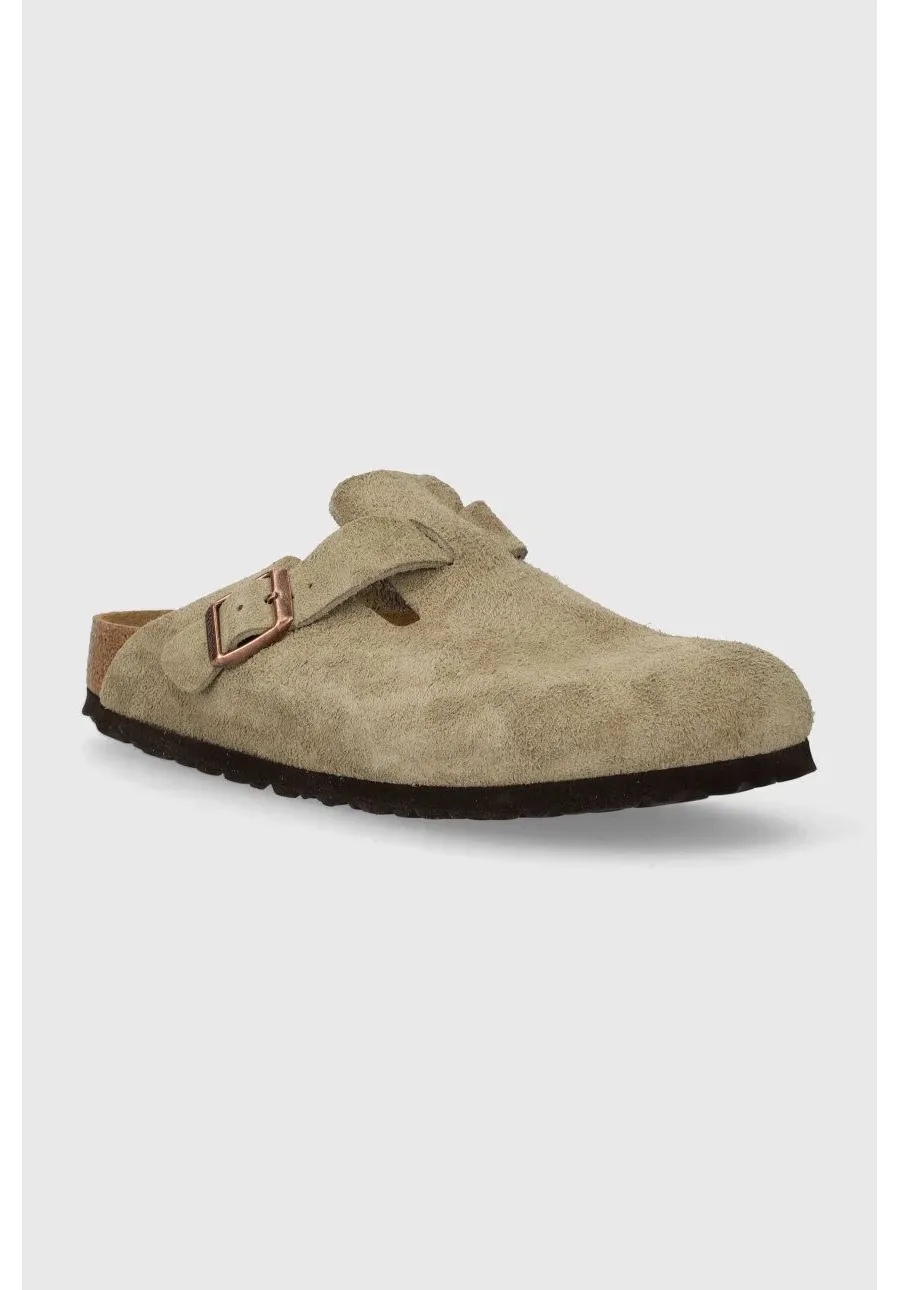 obrazek 1 Birkenstock klapki zamszowe Boston damskie kolor beżowy 60463