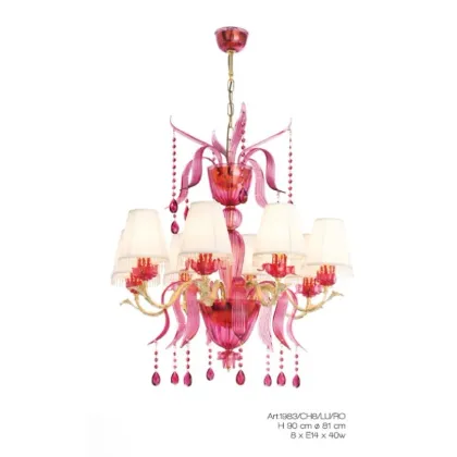 Zdjęcie Ośmiolampowy żyrandol z czerwonego szkła Murano - Il Paralume Marina