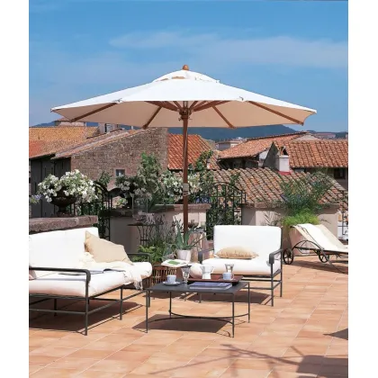 Zdjęcie Unikalny okrągły parasol Lipari 400 cm w kolorze białym akrylowym do ogrodu lub na taras