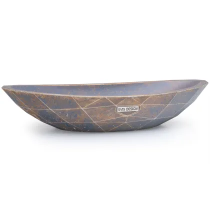 Zdjęcie Unikalna umywalka 60 cm DIAMOND BASIC – COLORED BRUSH, niebiesko-szary i ochra, lakier matowy