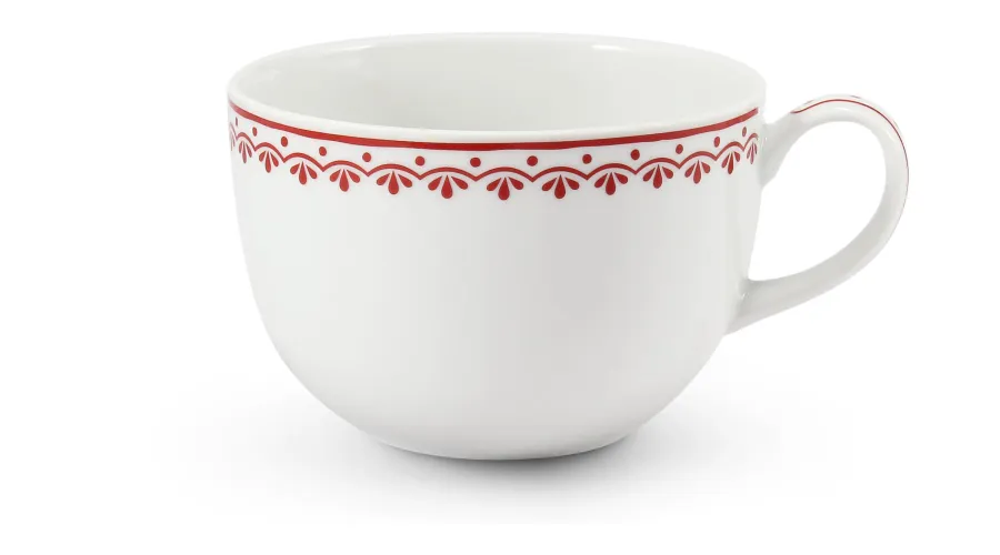 obrazek 1 Stylowy kubek z porcelany Jumbo zdobiony delikatnym czerwonym motywem – Leander