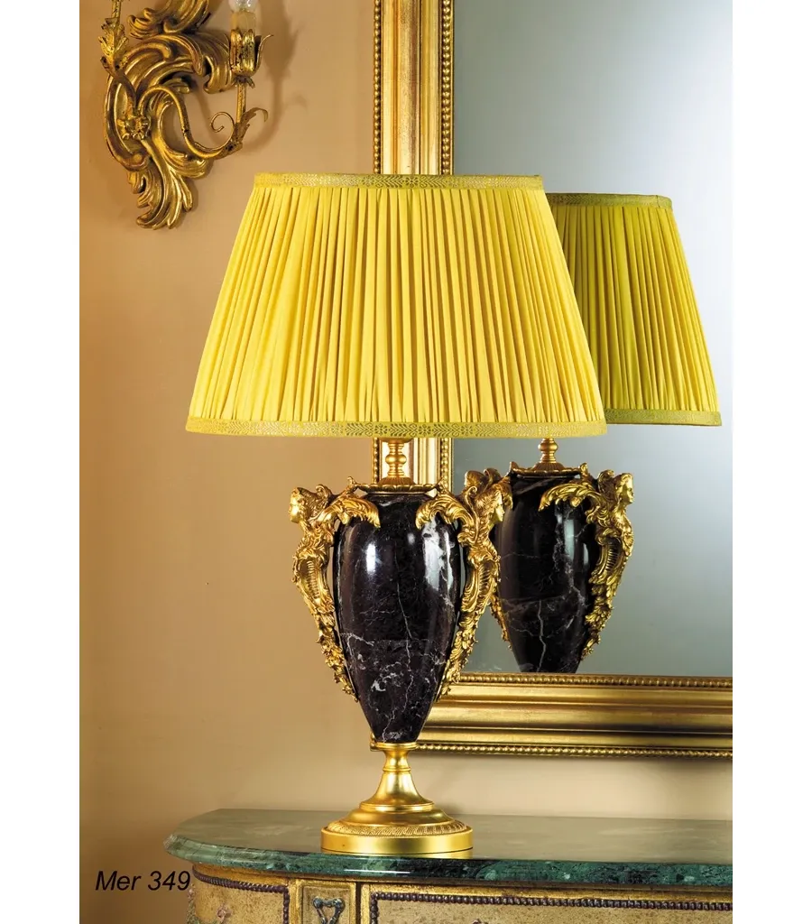 obrazek 1 Elegancka lampa stołowa z pozłacanego brązu i marmuru