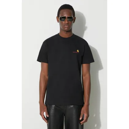 Zdjęcie Carhartt WIP t-shirt bawełniany S/S American Script T-Shirt męski kolor czarny z aplikacją I029956.89XX