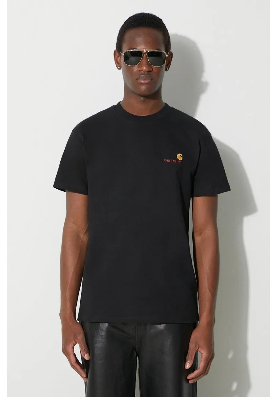 obrazek 1 Carhartt WIP t-shirt bawełniany S/S American Script T-Shirt męski kolor czarny z aplikacją I029956.89XX