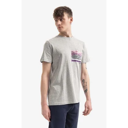 Zdjęcie A.P.C. t-shirt bawełniany Elias kolor szary z nadrukiem COEEV.H26090-GREYHEATHE