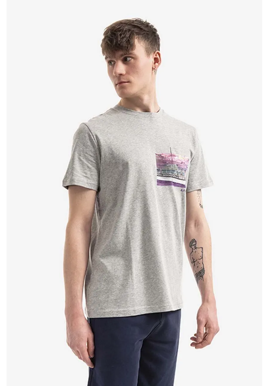 obrazek 1 A.P.C. t-shirt bawełniany Elias kolor szary z nadrukiem COEEV.H26090-GREYHEATHE