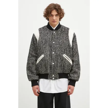 Zdjęcie Kenzo kurtka bomber z domieszką wełny Wool Varsity Jacket kolor czarny zimowa oversize FE65BL1489OX.99