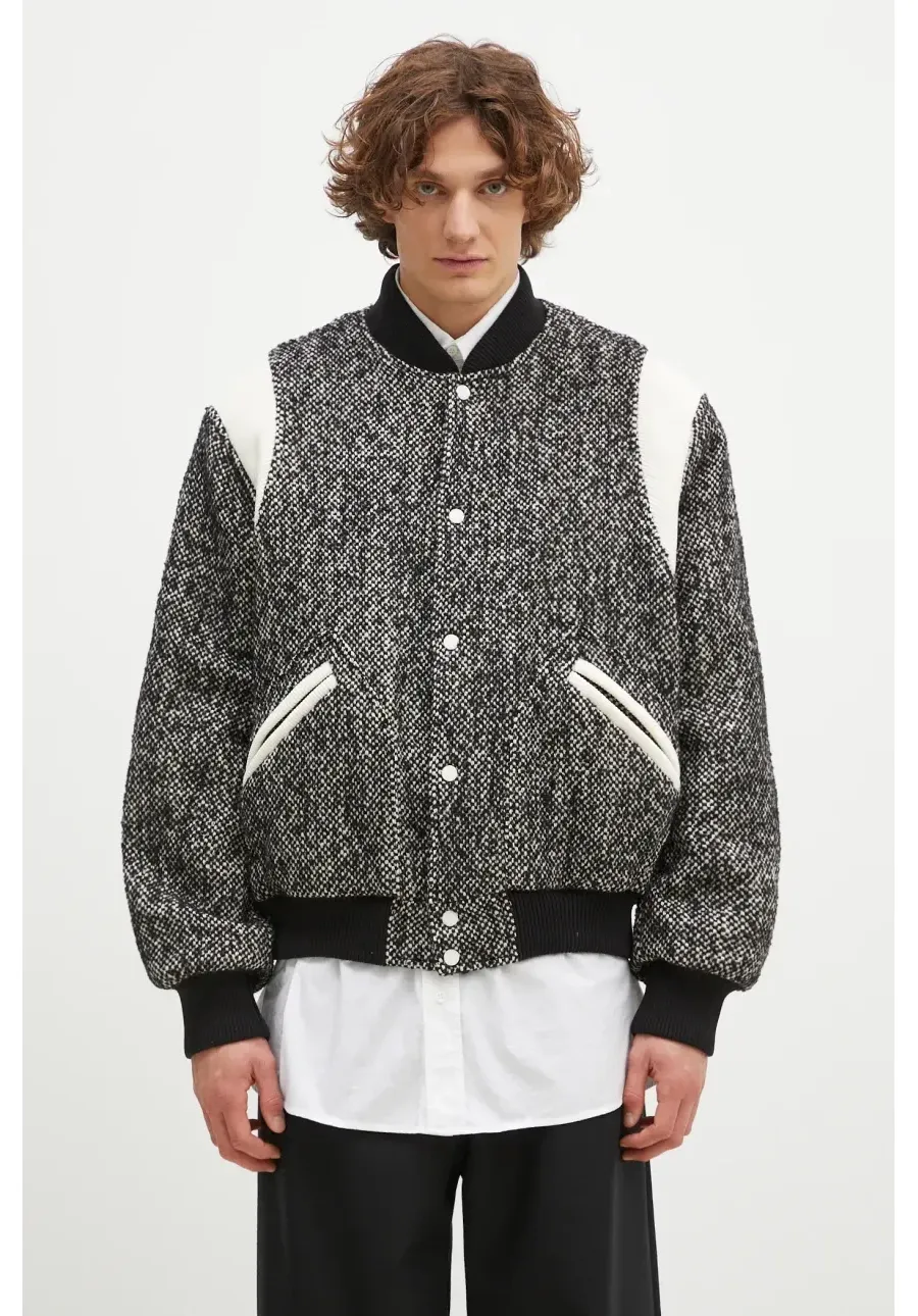 obrazek 1 Kenzo kurtka bomber z domieszką wełny Wool Varsity Jacket kolor czarny zimowa oversize FE65BL1489OX.99