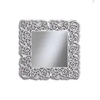 Picture Square, perforated, lacquered mirror with glossy white finish - Zanini