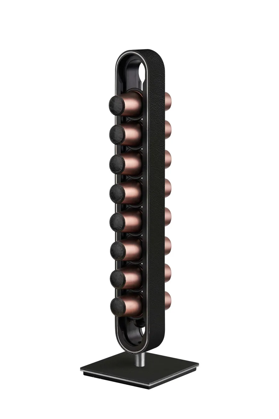 obrazek 3 Czarny uchwyt na kapsułki z kawą wykonany z naturalnej skóry