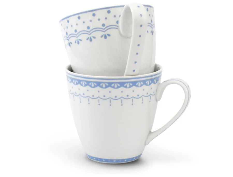 obrazek 2 Zestaw dwóch porcelanowych kubków zdobionych delikatnym jasnoniebieskim motywem – Leander