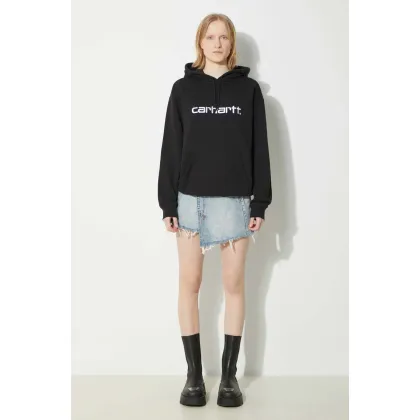 Zdjęcie Carhartt WIP bluza Hooded Carhartt Sweatshirt damska kolor czarny z kapturem z aplikacją I033648.0D2XX